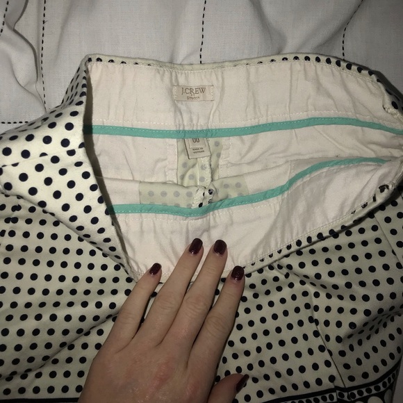 J Crew cream and navy blue polka dotted shorts - Picture 3 of 3